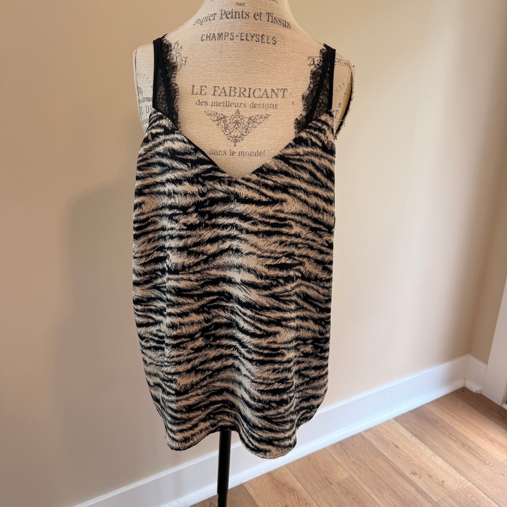 Express Women's Beige/Black Animal Print Tank Size XL